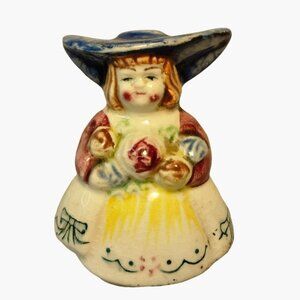 Big Hat Lady Flower Bouquet Salt Shaker Dutch Style Vintage Japan